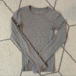Everlane The Pime Micro Rib Long-Sleeve Crew Grey